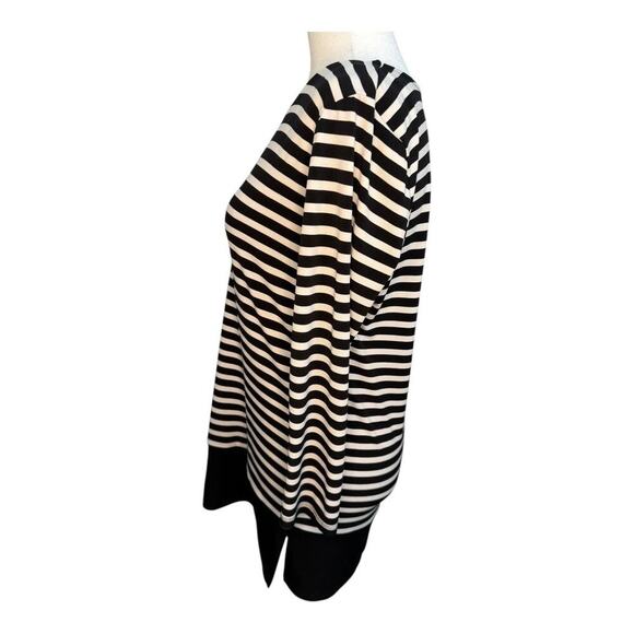 Calvin‎ Klein Women's Striped Long Sleeve Keyhole Blouse Size Small Black/White - Picture 2 of 7